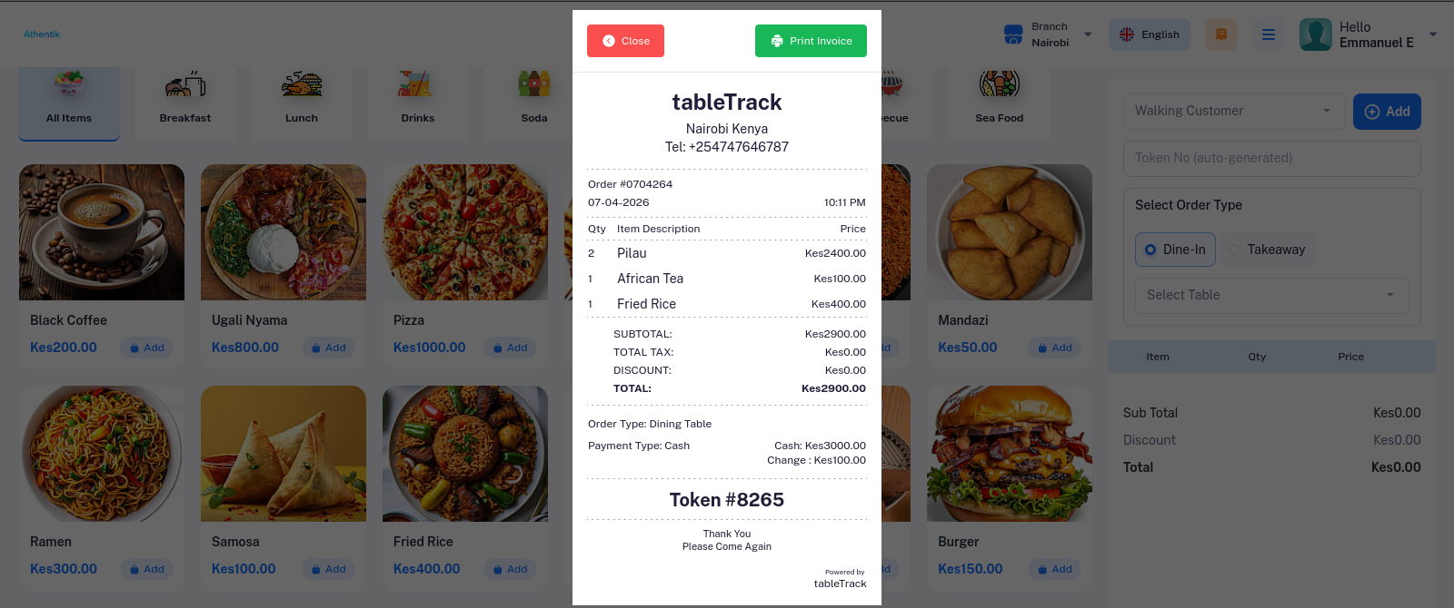 TableTrack POS